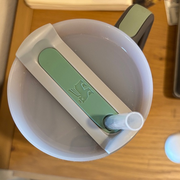 Stanley 40oz Charcoal grey and mint sage green with straw - Picture 4 of 8